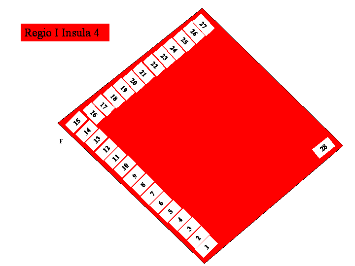 Pompeii Regio I(1) Insula 4. Plan of entrances 1 to 28