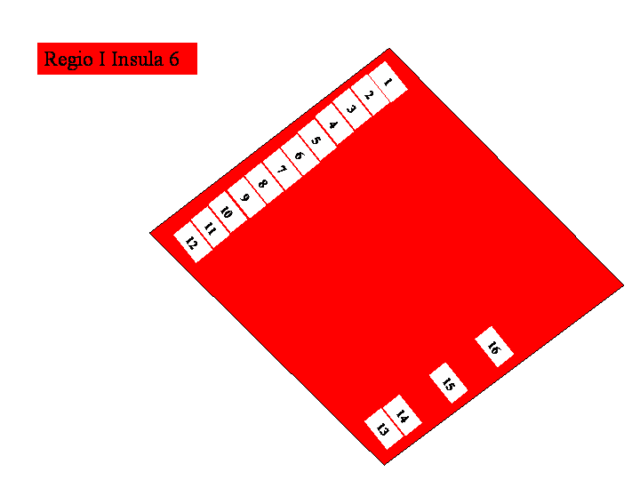 Pompeii Regio I(1) Insula 6. Plan of entrances 1 to 16