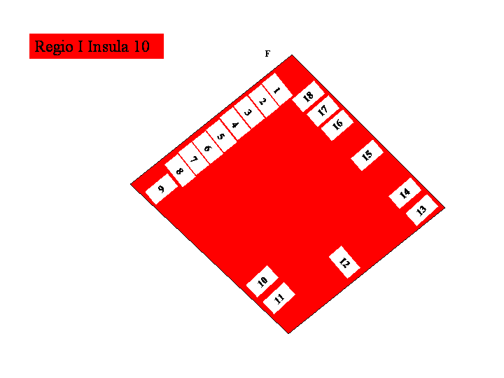 Pompeii Regio I(1) Insula 10. Plan of entrances 1 to 18