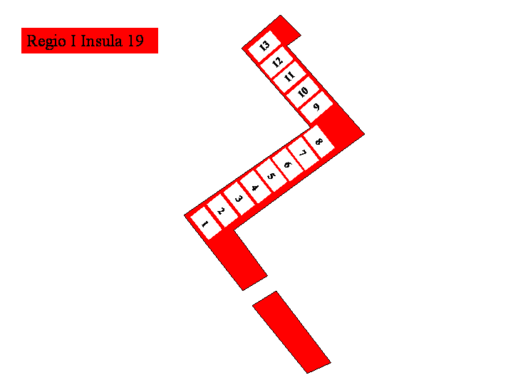 Pompeii Regio I(1) Insula 19. Plan of entrances 1 to 13