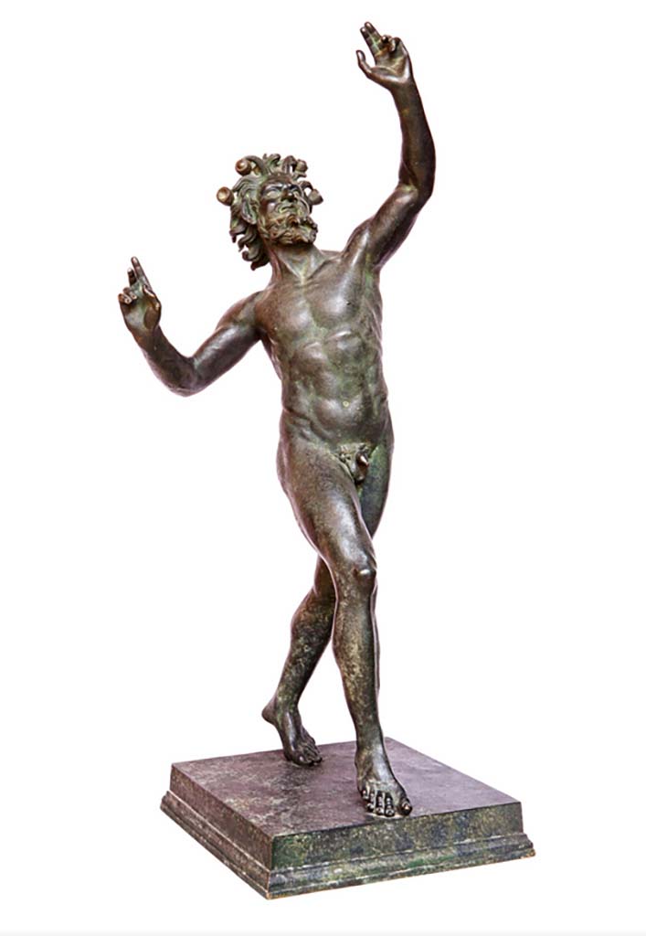 Copy by J. Chiurazzi and Fils of the dancing faun from VI.12.2, the original of which is now in Naples Museum.
The base has a round stamp of Chiurazzi Napoli.

