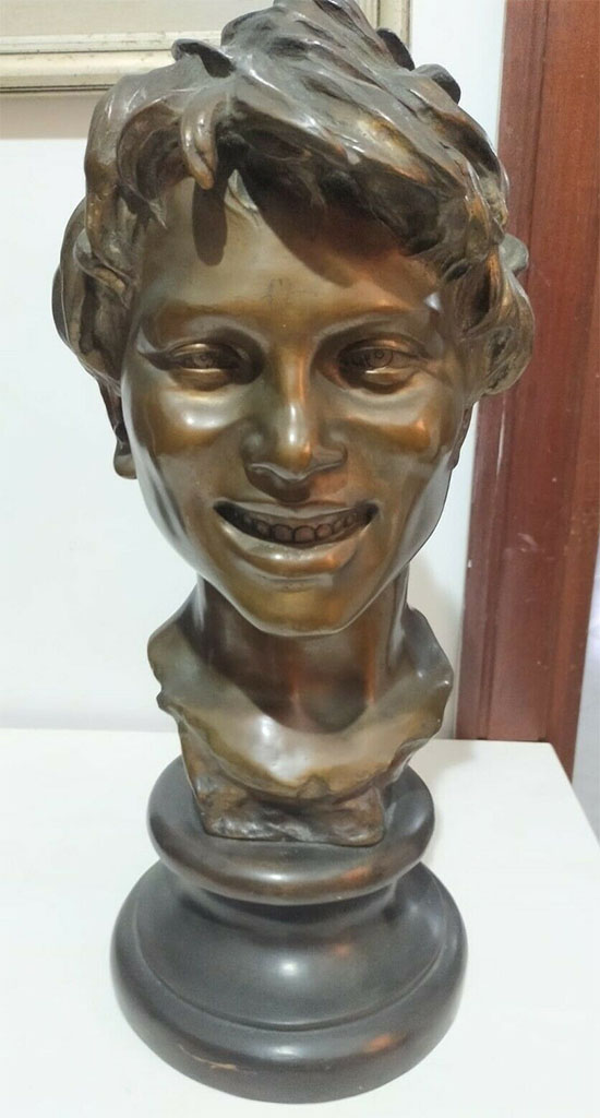 Late 19th century bronze bust of Marsyas by Vincenzo Gemito, stamped Fonderia Gemito Napoli.