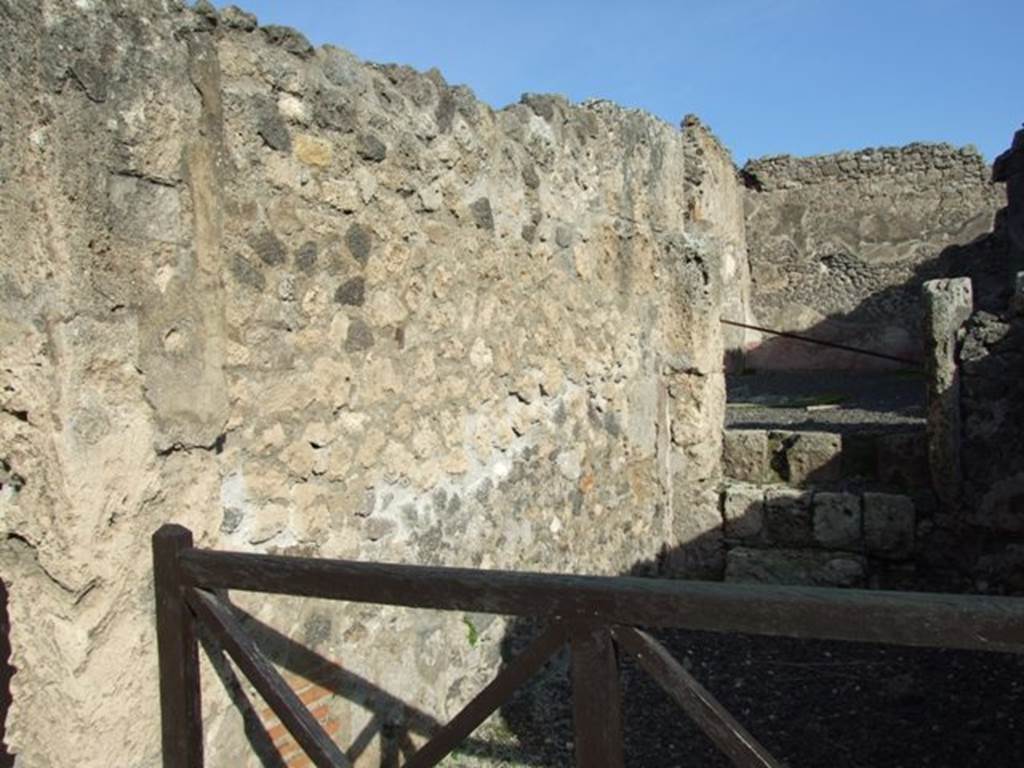 I.2.9 Pompeii. December 2007. North wall of shop.