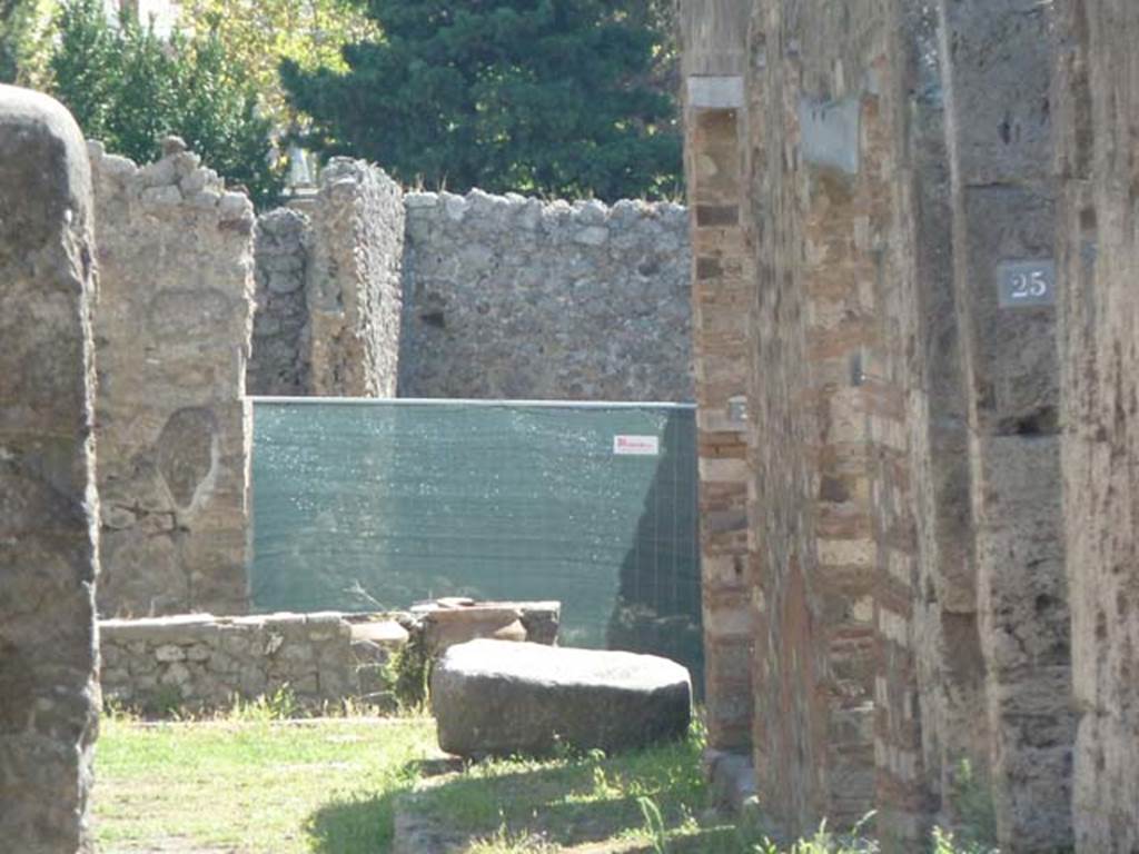 I.2.18 Pompeii. September 2015. Looking south towards collapsed wall and rear room in bar.