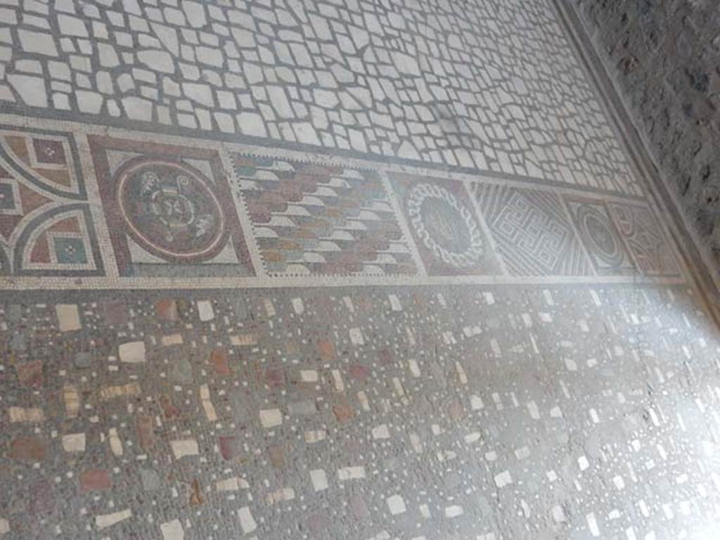 I.6.2 Pompeii. May 2016. Detail of south end of mosaic threshold or sill between antecamera and oecus/triclinium in south-east corner of the east wing. Photo courtesy of Buzz Ferebee.
