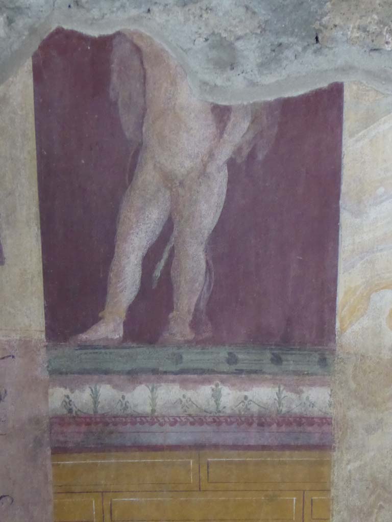 I.6.2 Pompeii. September 2017. Detail of a cupid from upper west wall at south end of frigidarium.
Foto Annette Haug, ERC Grant 681269 DCOR.

