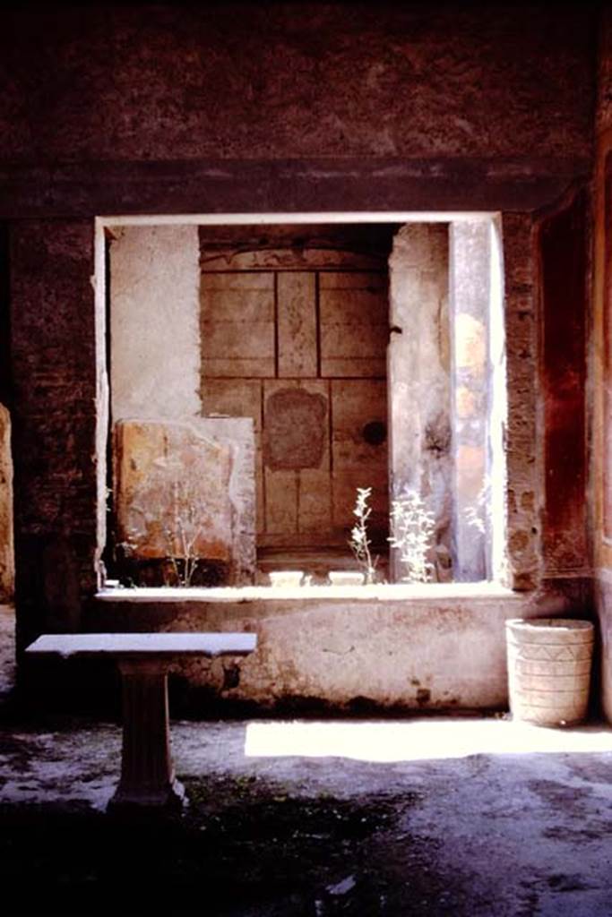 I.7.3 Pompeii. 1964. Looking south through window from atrium to garden. Photo by Stanley A. Jashemski.
Source: The Wilhelmina and Stanley A. Jashemski archive in the University of Maryland Library, Special Collections (See collection page) and made available under the Creative Commons Attribution-Non Commercial License v.4. See Licence and use details.
J64f1801
