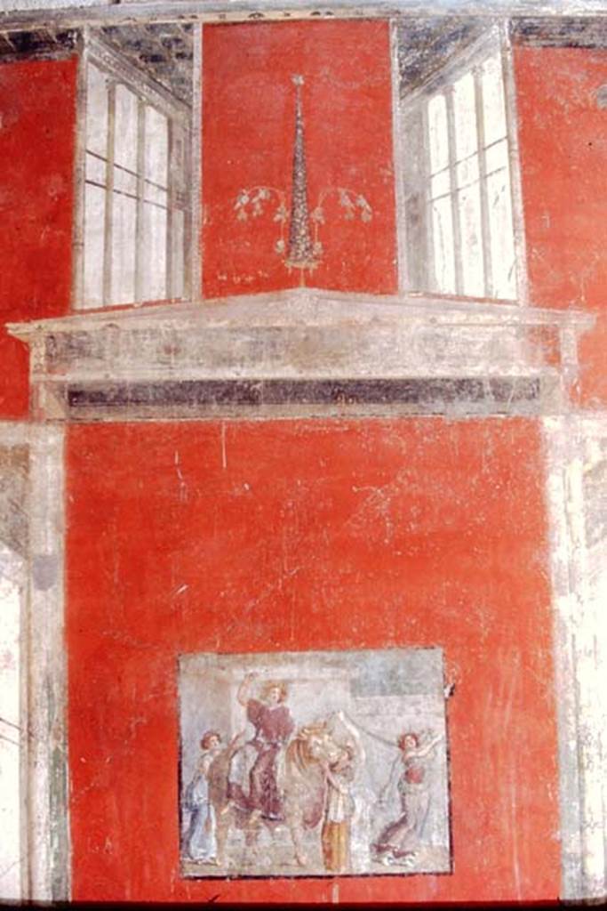 I.8.9 Pompeii. May 2015. Room 7, wall painting of Europa and the Bull from centre panel on east wall.  Photo courtesy of Buzz Ferebee.
