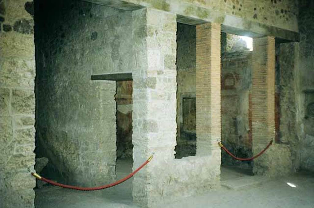 I.8.17 Pompeii. June 2010. Doorways to rooms 10 and 9, looking south-east across east side of atrium. Photo courtesy of Rick Bauer.
