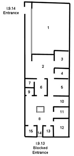 I.9.13 and I.9.14. Casa di Cerere.
Combined Room Plan
