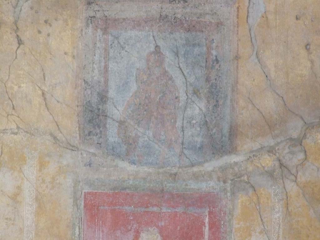 I.10.4 Pompeii, September 2021. 
Room 18, painted panel from north side of east wall. Photo courtesy of Klaus Heese.
