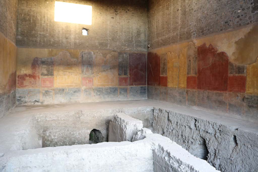 I.10.4 Pompeii. May 2006. Room 18, remains of painted panel from south end of east wall. 