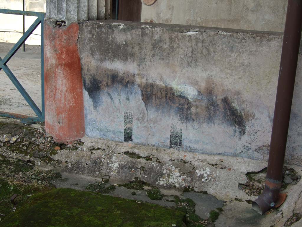 I.10.4 Pompeii. December 2006. Peristyle garden, painted pluteus at the base of the peristyle in the south-east corner.