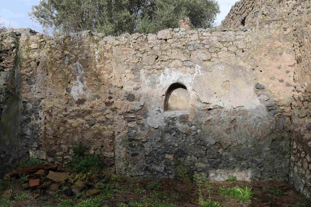 I.12.8 Pompeii. December 2018. Room 2, looking towards north wall with niche. Photo courtesy of Aude Durand.