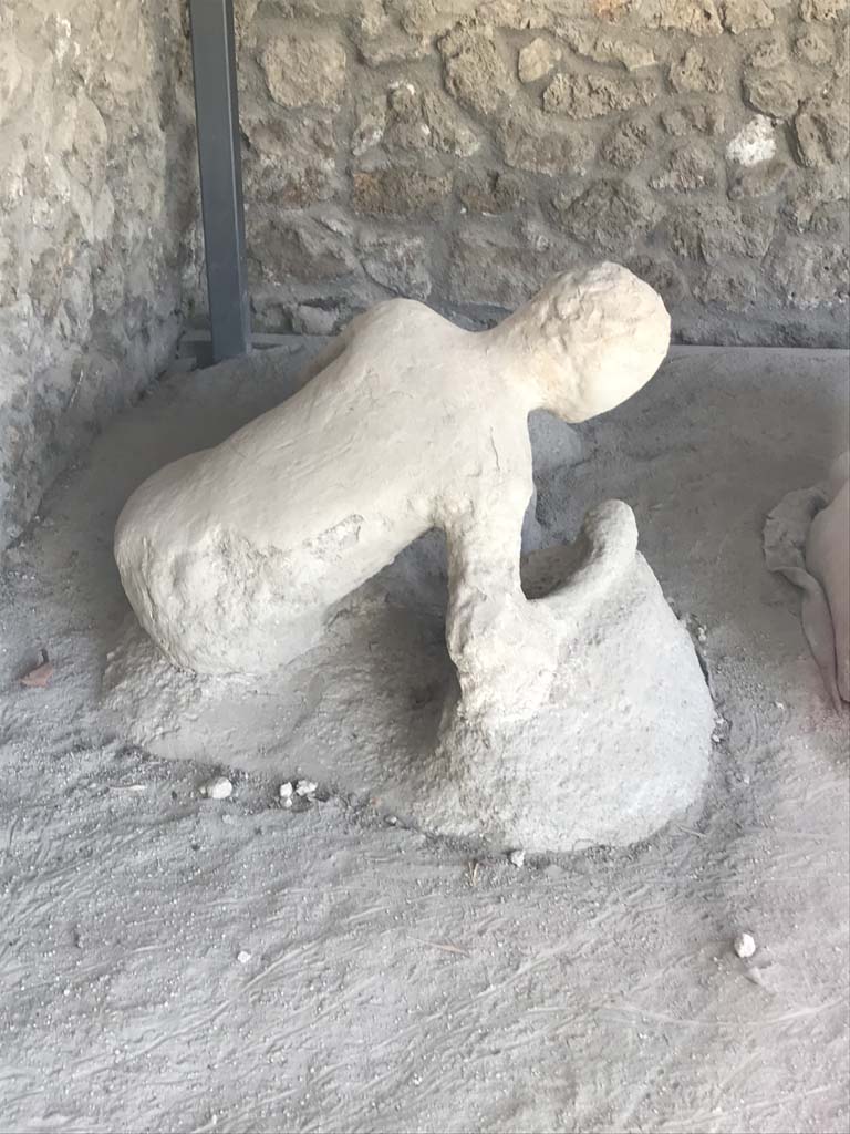 I.21.6 Pompeii. April 2019. Detail of plaster-cast of impression of body.
Photo courtesy of Rick Bauer.
