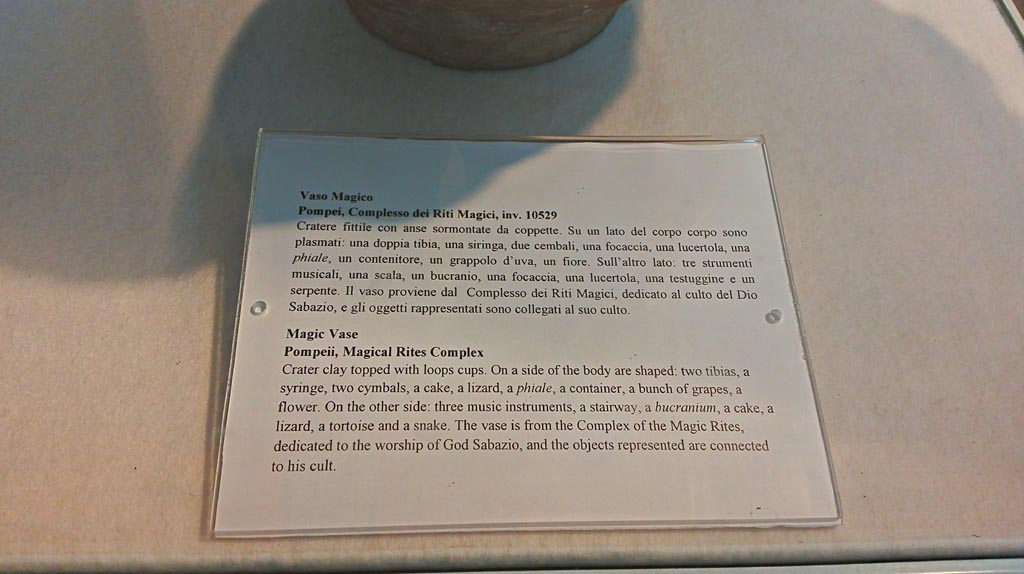 II.1.12 Pompeii. December 2018. Information description card in Boscoreale Antiquarium. Photo courtesy of Giuseppe Ciaramella.