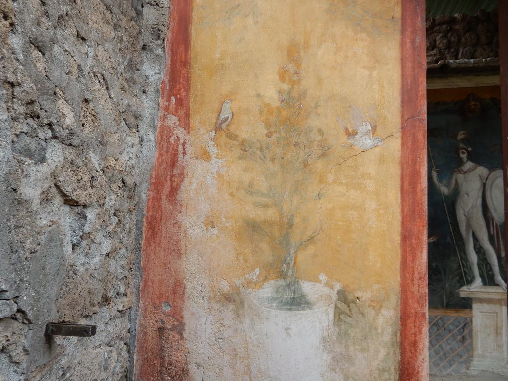 II.3.3 Pompeii. May 2016. Room 17, detail from exterior north side of room 17, in garden. Photo courtesy of Buzz Ferebee.