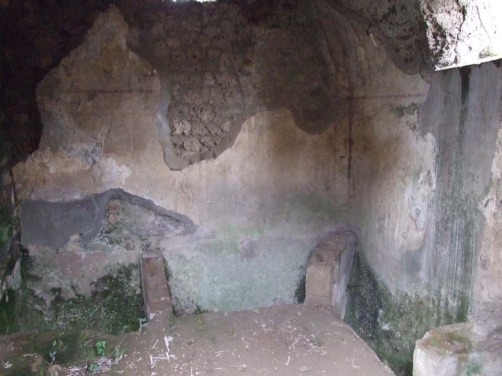 II.4.6 Pompeii. December 2006. Latrine
According to Hobson, there is evidence that the water from the pool was relayed through the multi-seat latrine to wash the effluent into a cesspit.
He quoted Parslow 2000: 201 and Plan 203.
See Hobson, B., 2009. Latrinae et foricae: Toilets in the Roman World. London; Duckworth. (p. 127)

