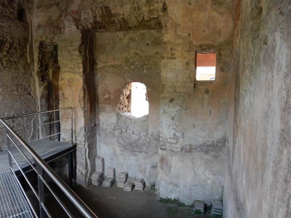 II.4.6 Pompeii. May 2016. Looking north to large window to caldarium, centre, and window to tepidarium, on right.  Photo courtesy of Buzz Ferebee.

