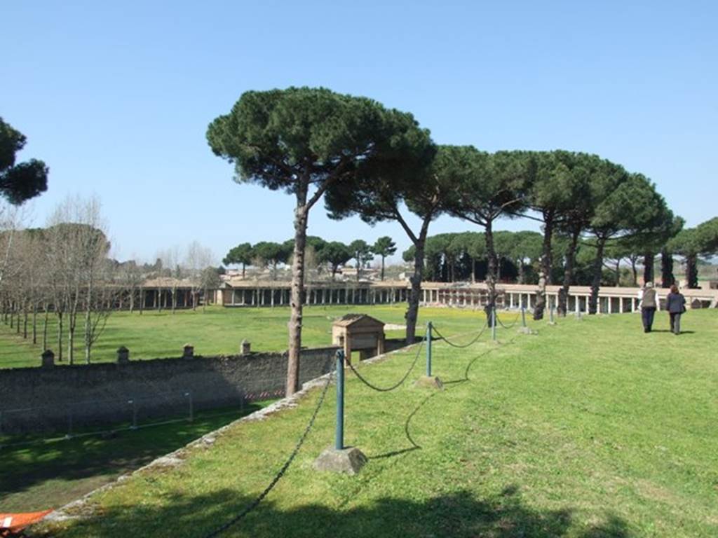 II.7.2 Pompeii. Palaestra. March 2009. Looking across entrance II.7.2 from top of amphitheatre.