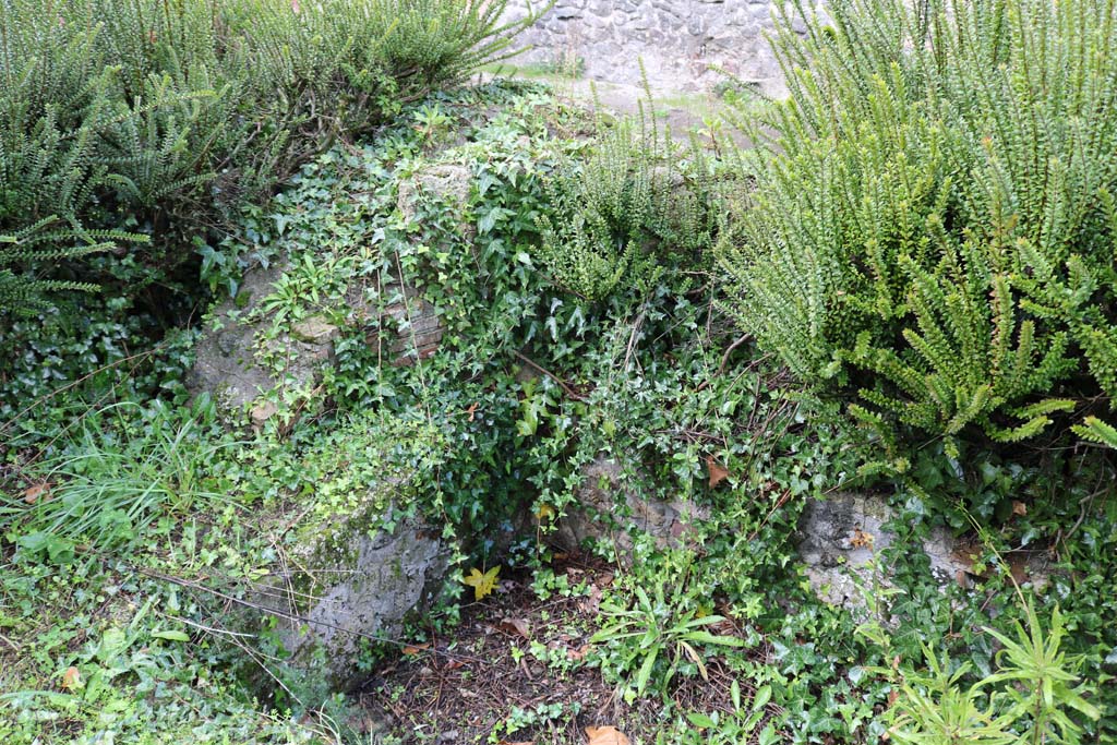 II.8.6 Pompeii. December 2018. West end of remains of water feature in north-west corner of garden. Photo courtesy of Aude Durand.