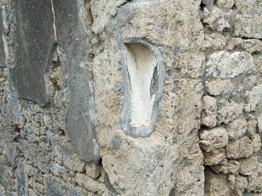 V.2.3 Pompeii.  March 2009. East side of staircase, remains of plaster.