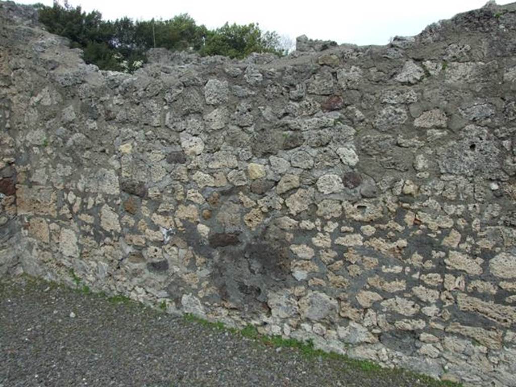 V.2.6 Pompeii.  March 2009.  East wall of shop.