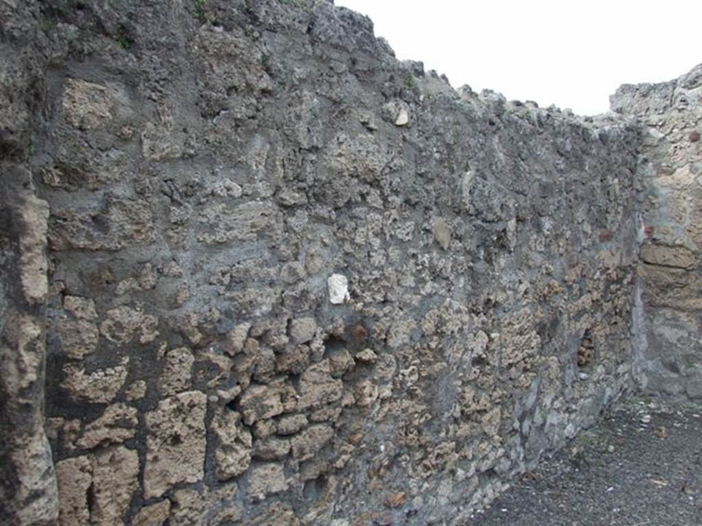 V.2.8 Pompeii. March 2009.  West wall of shop.