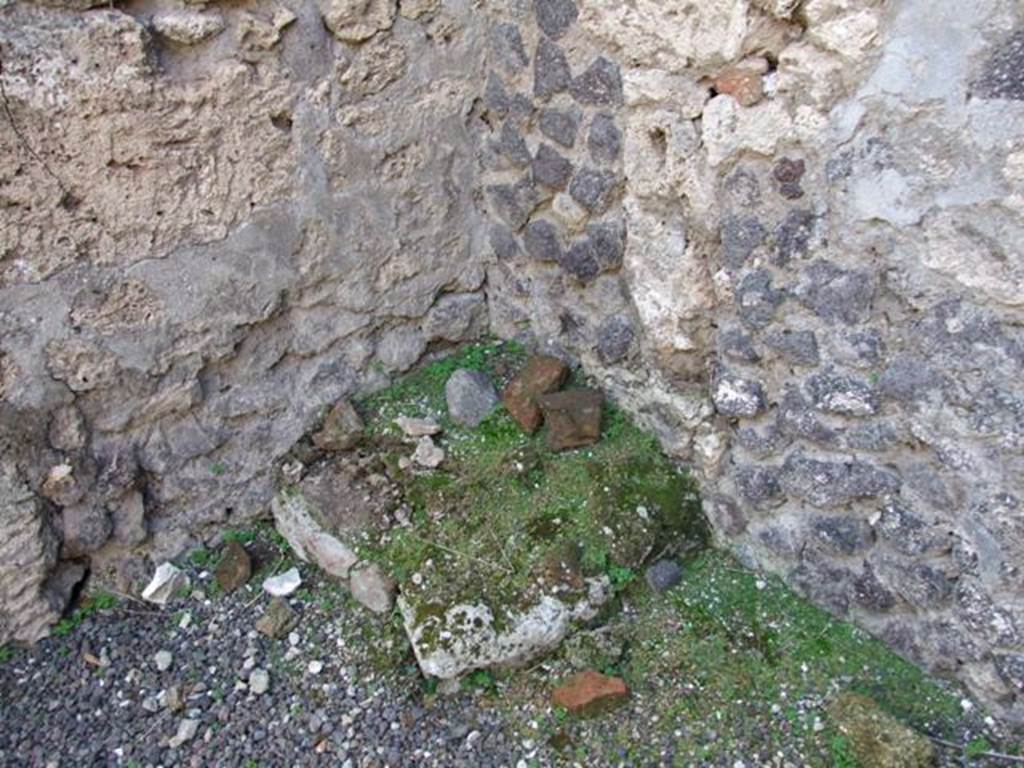 V.2.17 Pompeii. December 2007. South-west corner of middle room, with base of steps to upper floor.