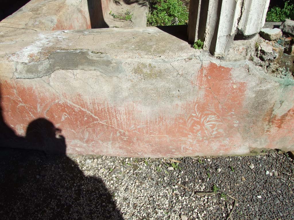 V.3.4 Pompeii. March 2009. Wall enclosing garden area in north-west corner of portico, painted with plants and birds.