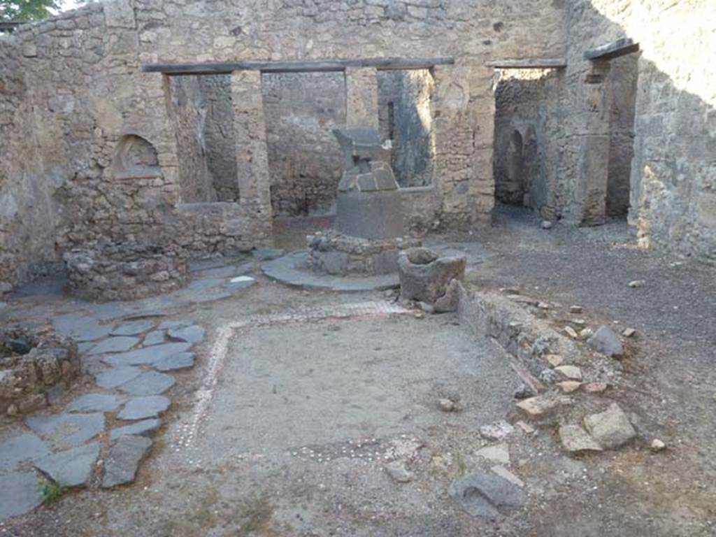 V.3.8 Pompeii. June 2012. Atrium bakery area looking north. Photo courtesy of Michael Binns.