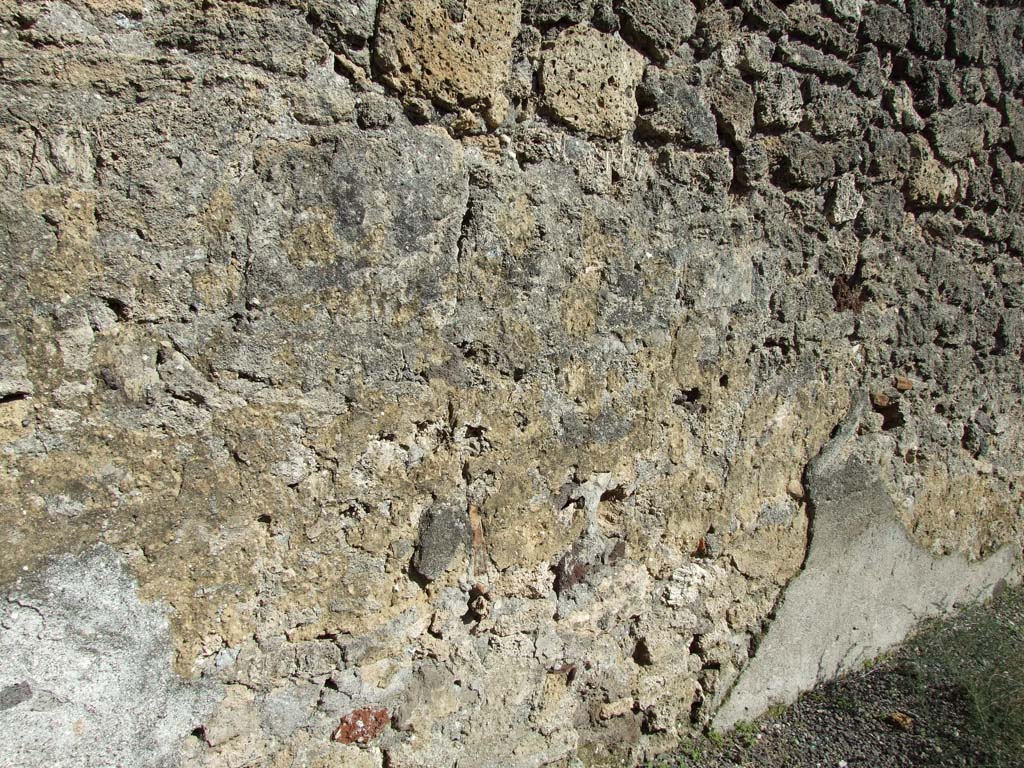 V.3.8 Pompeii. March 2009. East wall of large room behind oven. 