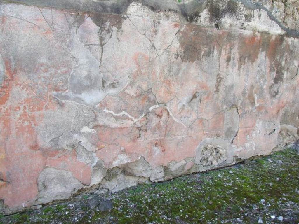 V.3.11 Pompeii. March 2009. Front street wall, with painted plaster on the west side of Vicolo di Lucrezio Frontone.