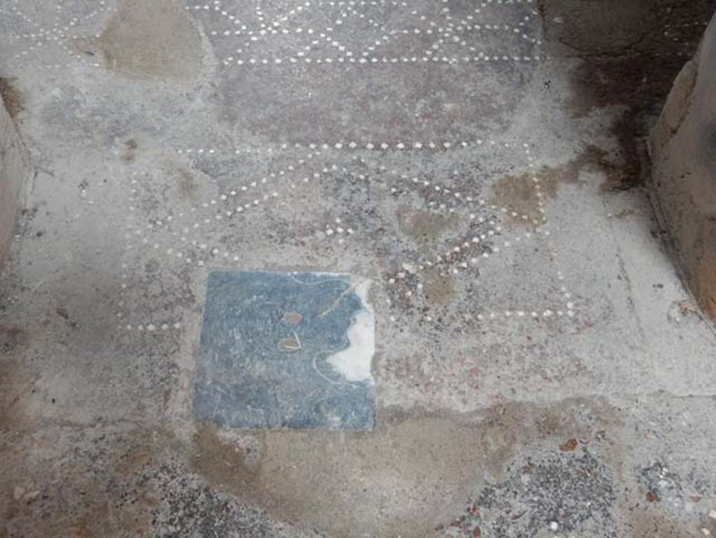 V.4.a Pompeii. May 2015. Detail of floor in doorway to cubiculum on south side of atrium. Photo courtesy of Buzz Ferebee.