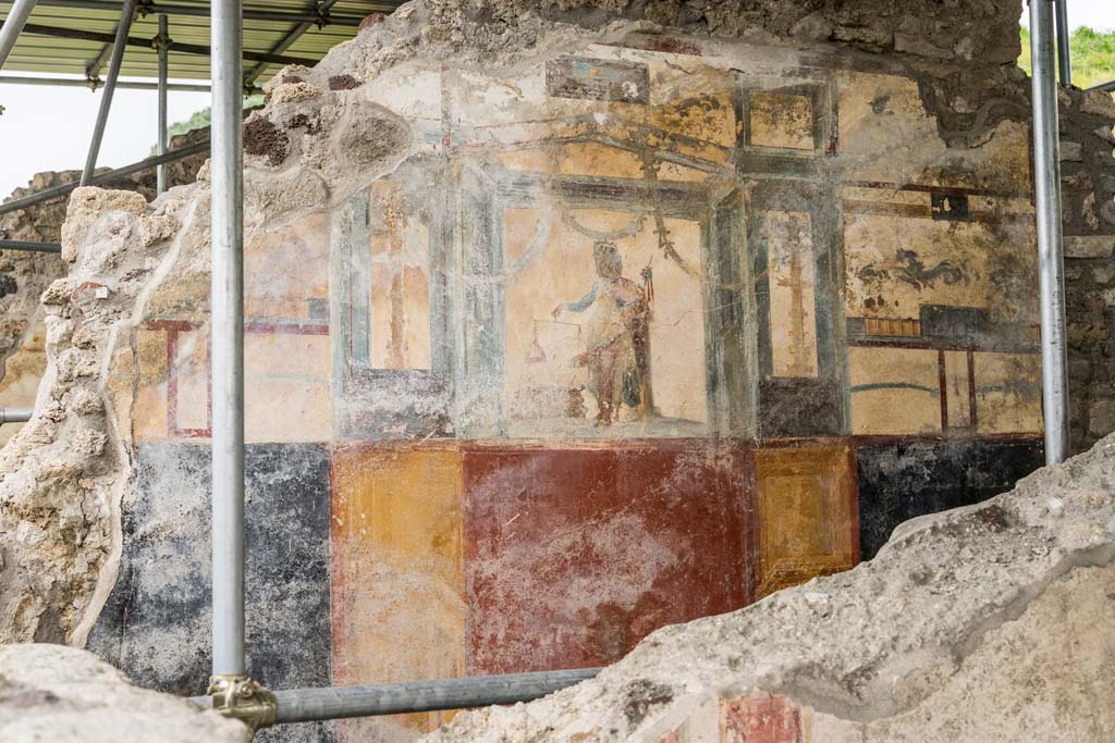V.6.12, Pompeii. January 2020. Detail of upper north wall of fauces/ entrance corridor. Photo courtesy of Johannes Eber.