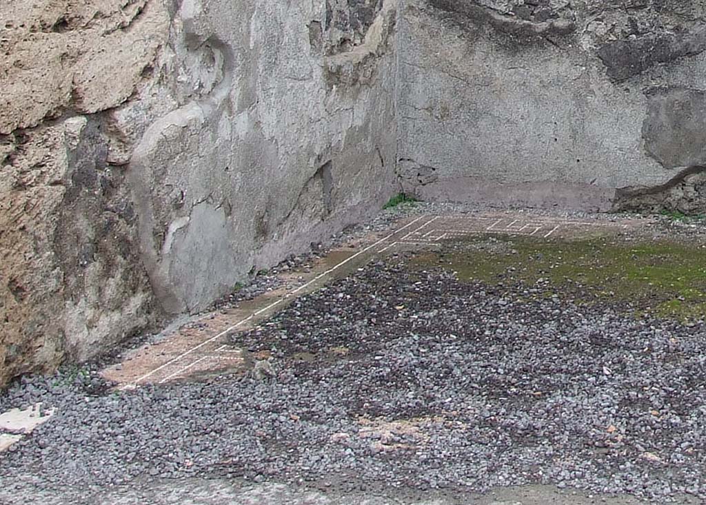 VI.6.1 Pompeii. December 2007. Room 8, ala on east side of atrium. Remains of mosaic floor.