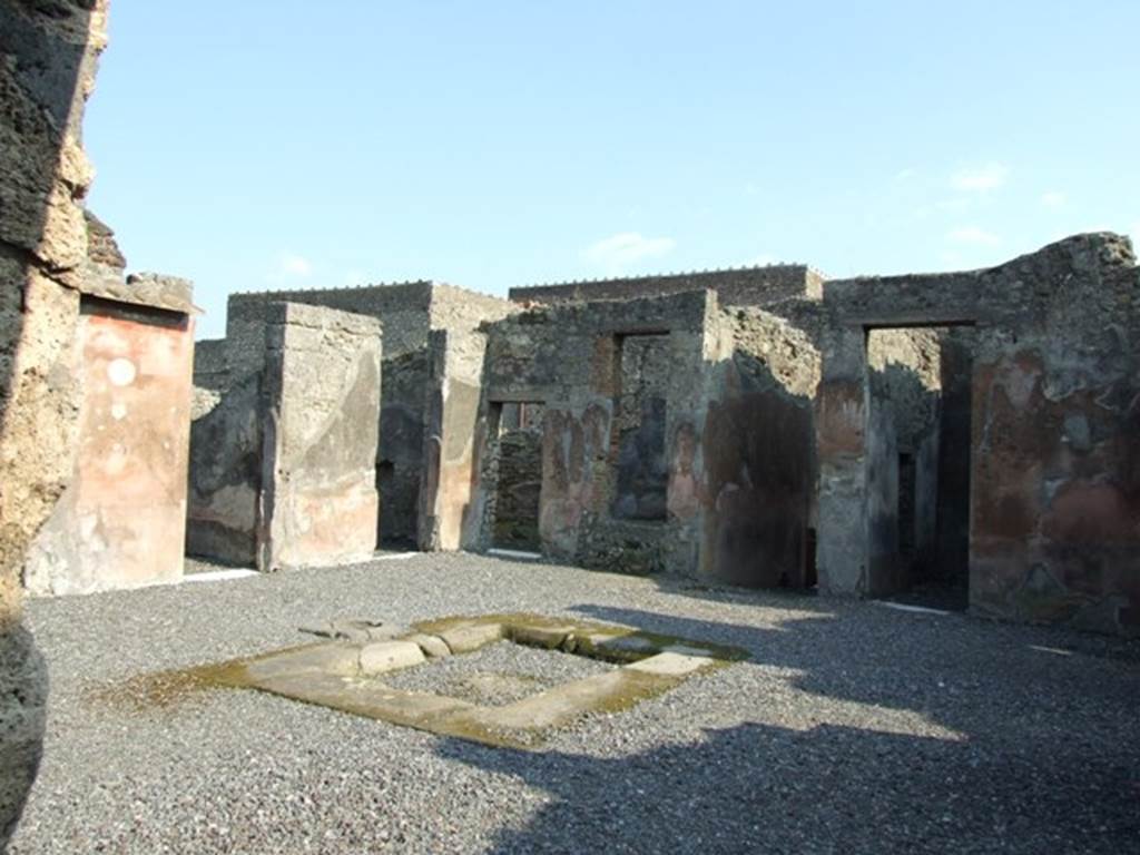 VI.7.6 Pompeii. March 2009. Room 1, looking south-east across atrium, from garden doorway.