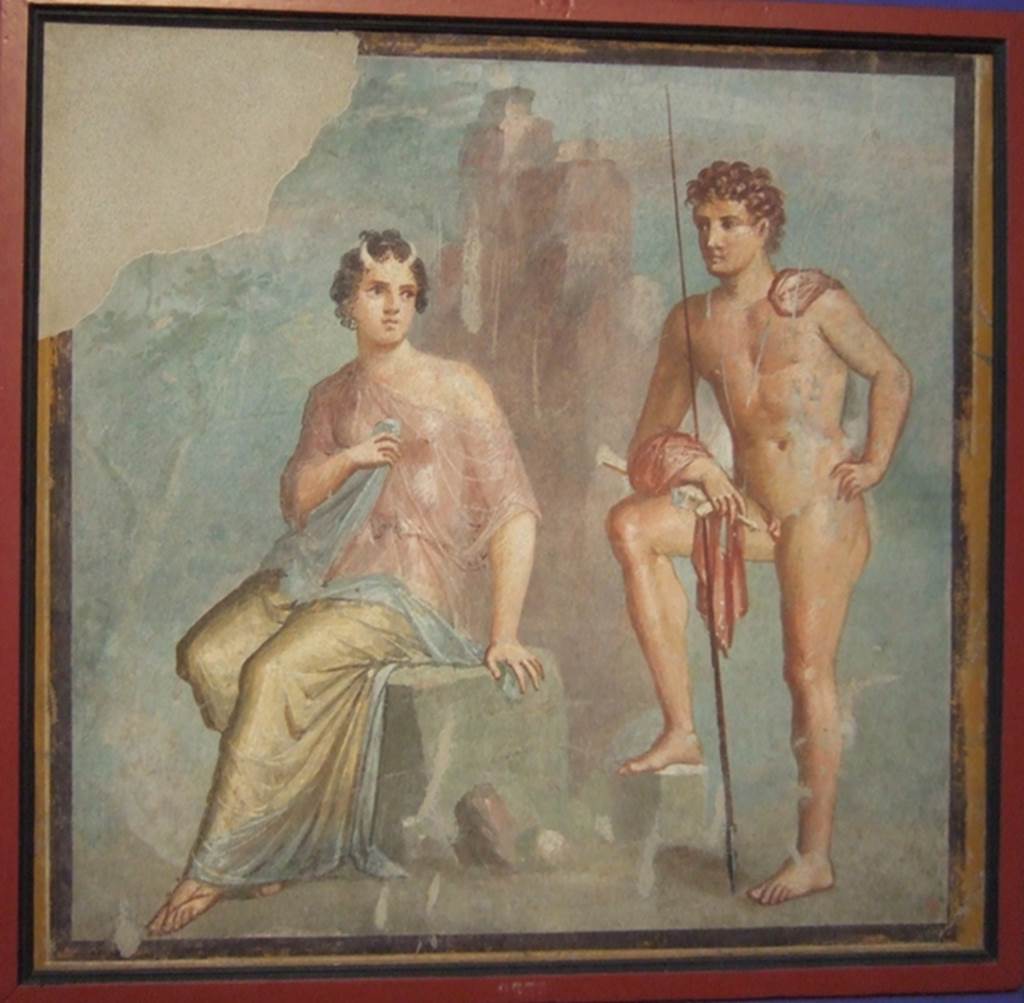 VI.9.2 Pompeii.   30th October 1829.  Room 8.  Tablinum.  North wall.  Wall painting of Io being watched by Argo.  Now in Naples Archaeological Museum.  Inventory number 9556. See Helbig, W., 1868. Wandgemälde der vom Vesuv verschütteten Städte Campaniens. Leipzig: Breitkopf und Härtel. (132)