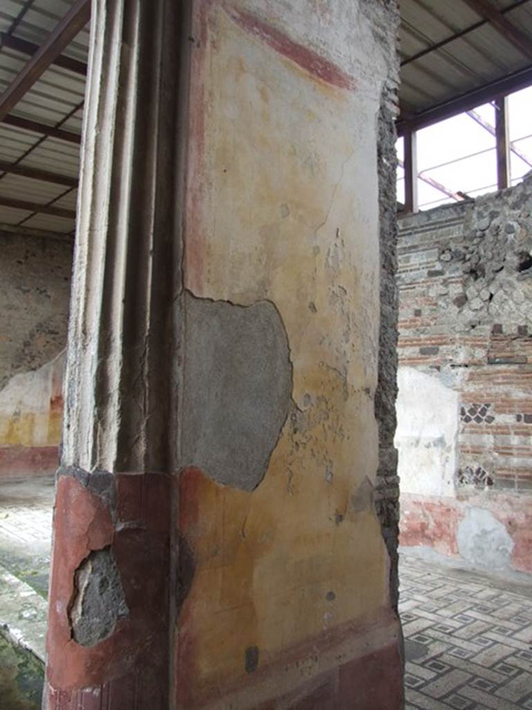 VI.9.6 Pompeii. March 2009. Room 6, looking towards south side of large pilaster in south-east corner of peristyle.
