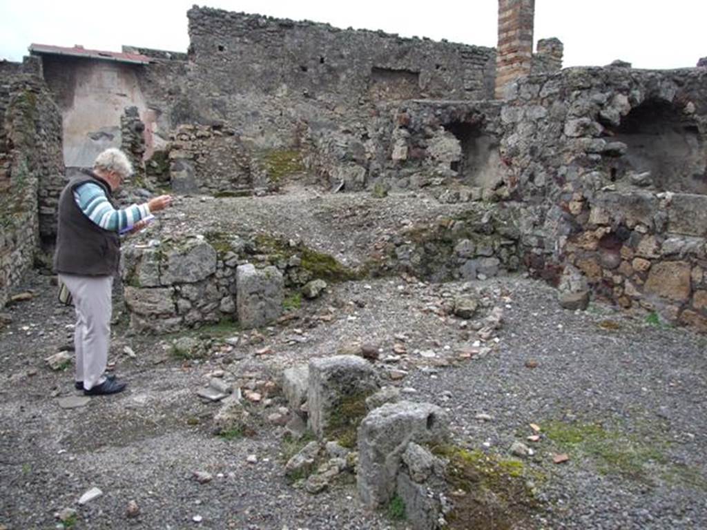 VI.10.14 Pompeii. March 2009. Room 9, west end of triclinium at rear of house.