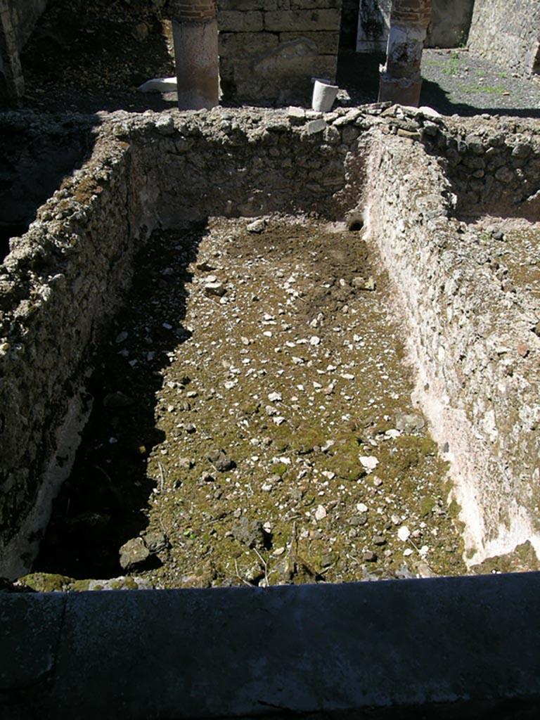 VI.14.22 Pompeii. June 2006. 
Room 12, looking north into the middle rinsing basin. Photo courtesy of Nicolas Monteix.
