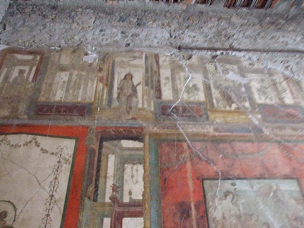 VI.15.1 Pompeii. December 2006. Upper wall painting on south wall of exedra.