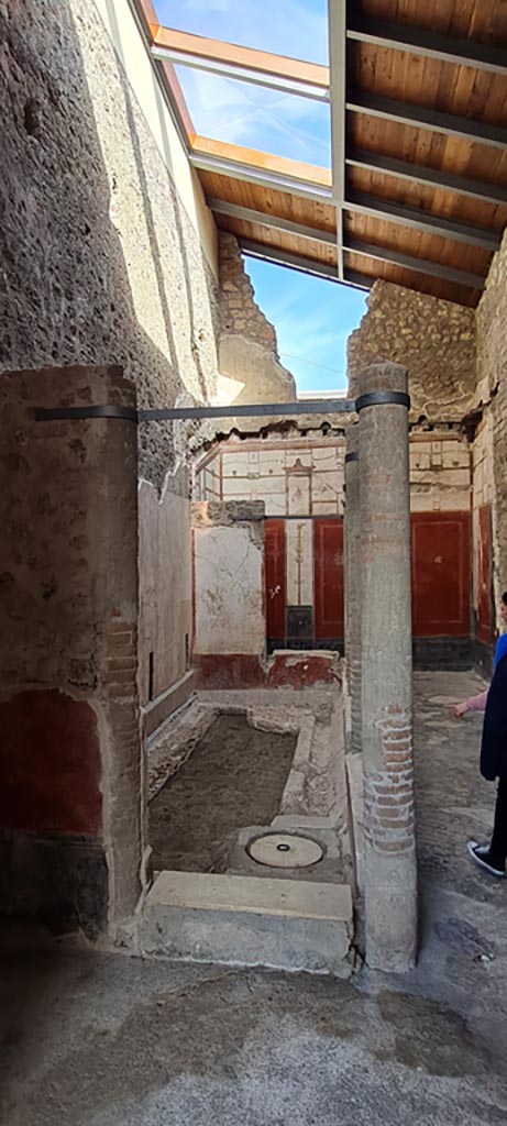 VI.15.1 Pompeii. April 2023. 
Looking north across small courtyard "s". Photo courtesy of Giuseppe Ciaramella.
