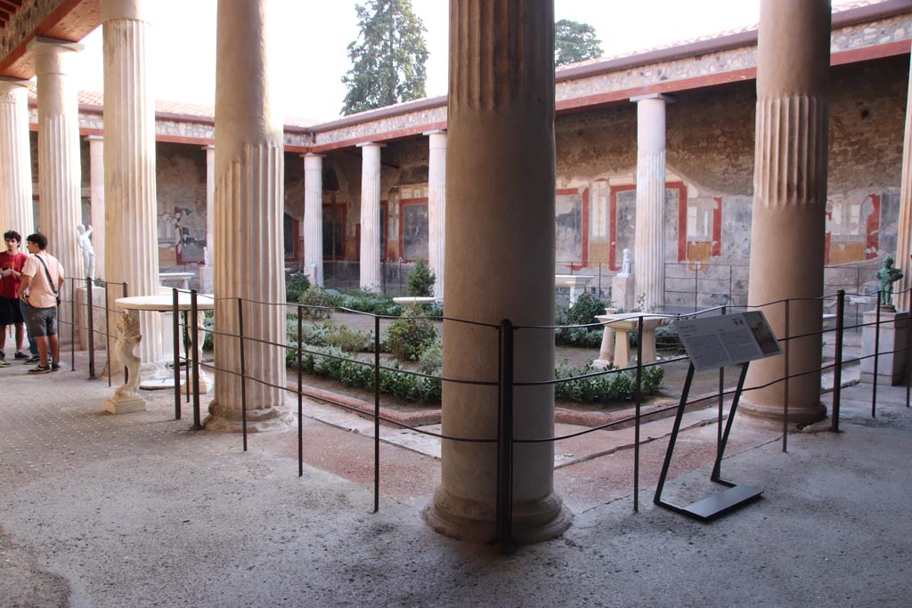 VI.15.1 Pompeii. October 2023. Looking south-west from north-east portico. Photo courtesy of Klaus Heese.