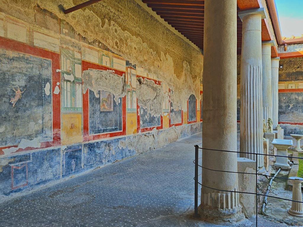 VI.15.1 Pompeii. October 2023. Looking west along south portico. Photo courtesy of Klaus Heese.