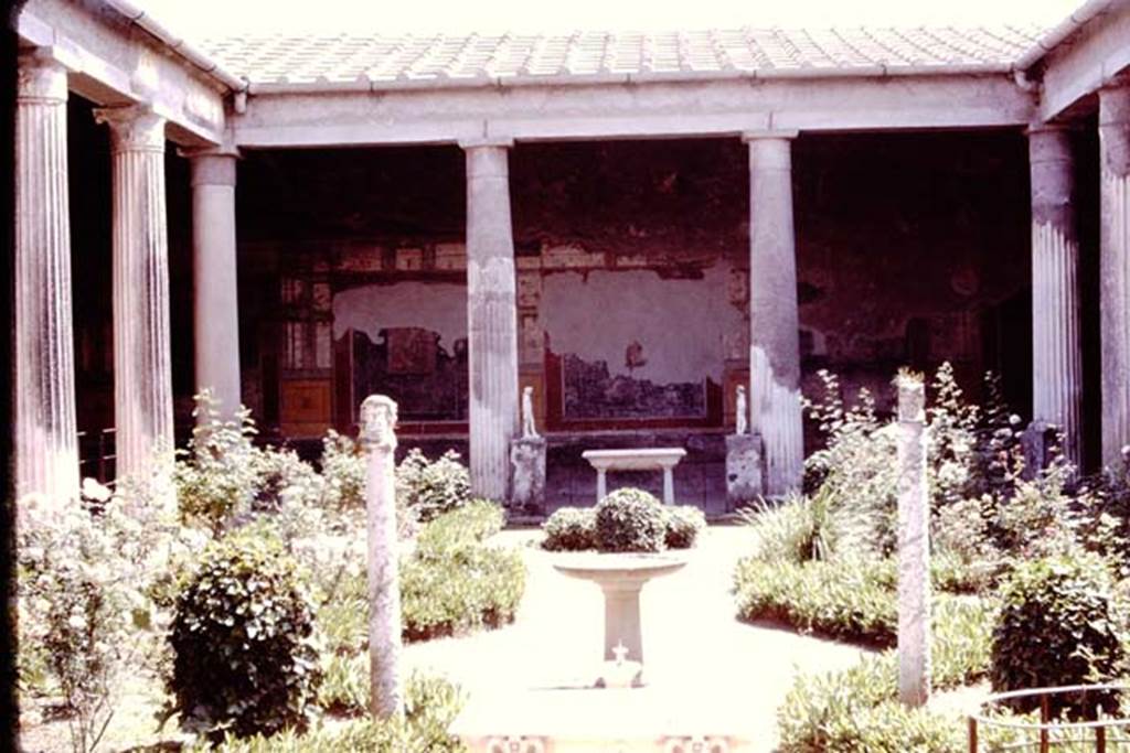 VI.15.1 Pompeii. February 1952. Looking south across garden of peristyle.
Photo courtesy of John Vanko, his father took the photo in 1952.
