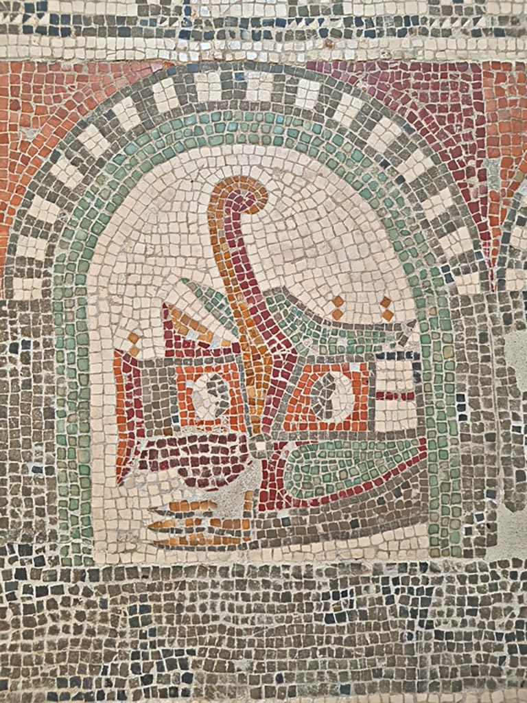 VI 17.10 Pompeii ?. July 2019. 
Detail from centre of mosaic flooring. On display in Naples Archaeological Museum. Photo courtesy of Giuseppe Ciaramella 
