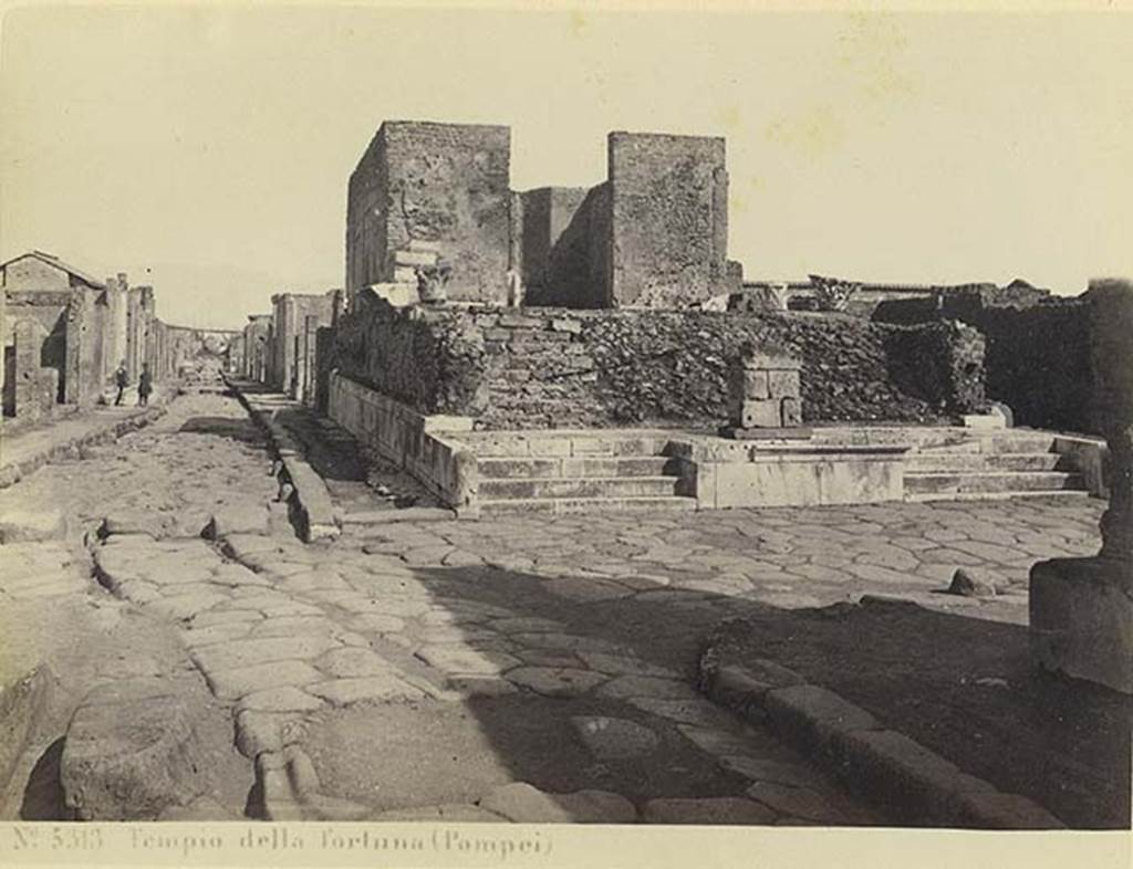 VII.4.1 Pompeii. 19th century photo by G. Sommer. Looking east across crossroads to temple.
Photo courtesy of Rick Bauer.
