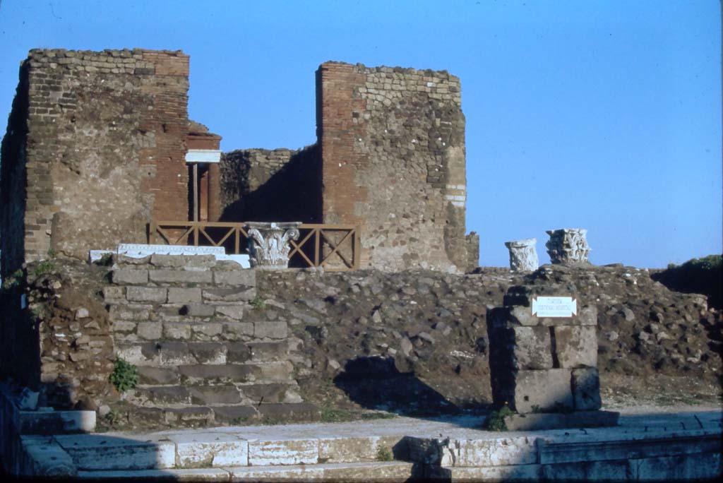 VII.4.1 Pompeii. 4th December 1971. Looking east towards upper podium. 
Photo courtesy of Rick Bauer, from Dr.George Fay’s slides collection.

