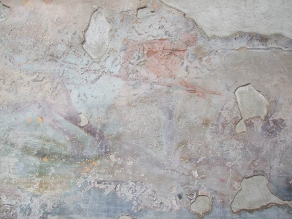 VII.4.48 Pompeii. March 2009. Peristyle. South wall, lower middle section. Painting of Hunt scene with Hunter.